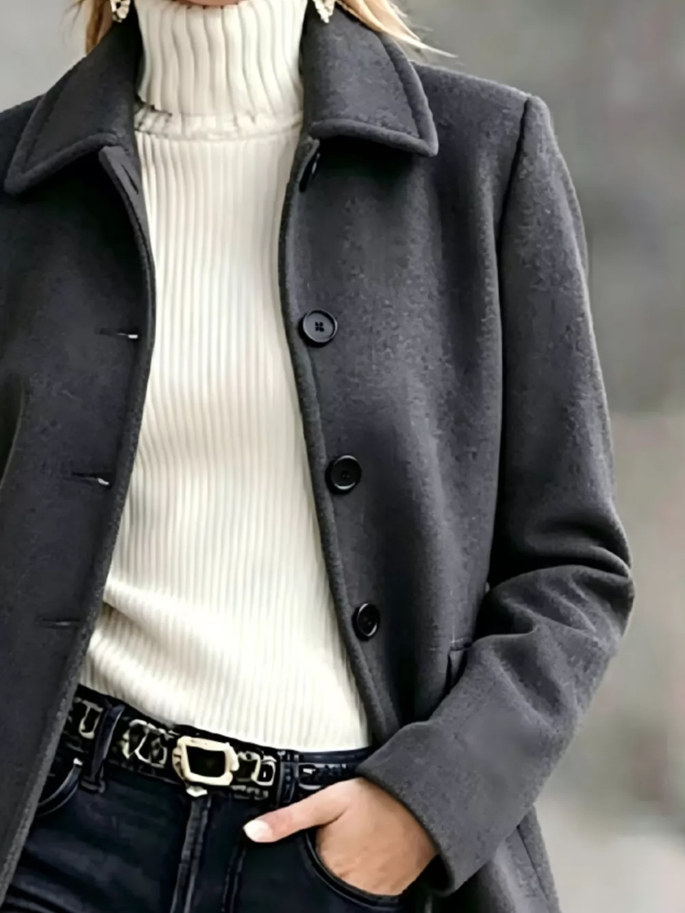 Button Up Collared Neck Coat, image 12