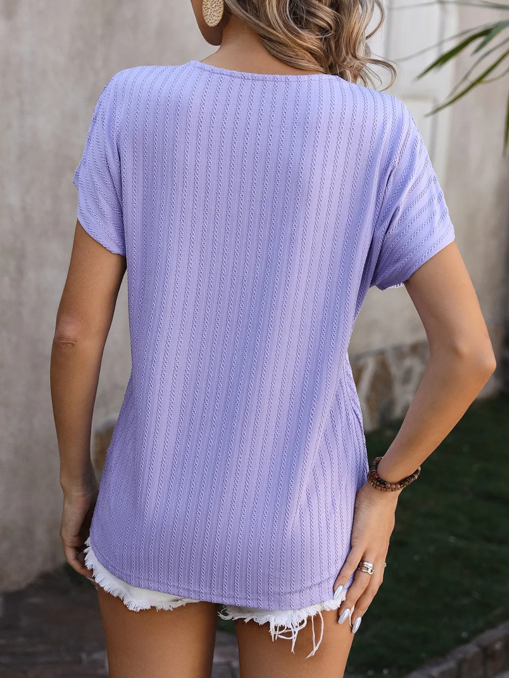 Textured Surplice Short Sleeve Blouse, image 13