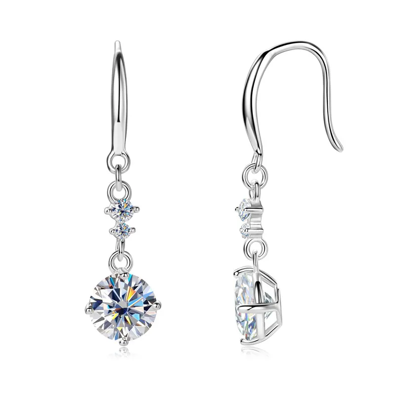 2 Carat Moissanite 925 Sterling Silver Earrings, image 5