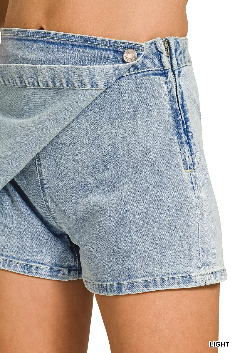 Wrap Front Denim Skort, image 5