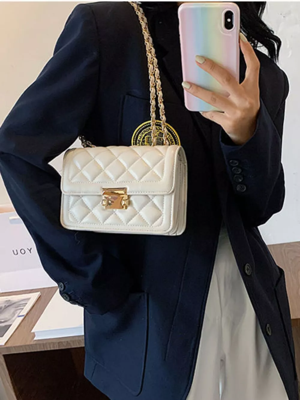 Quilted Chain Strap Crossbody Bag, image 2