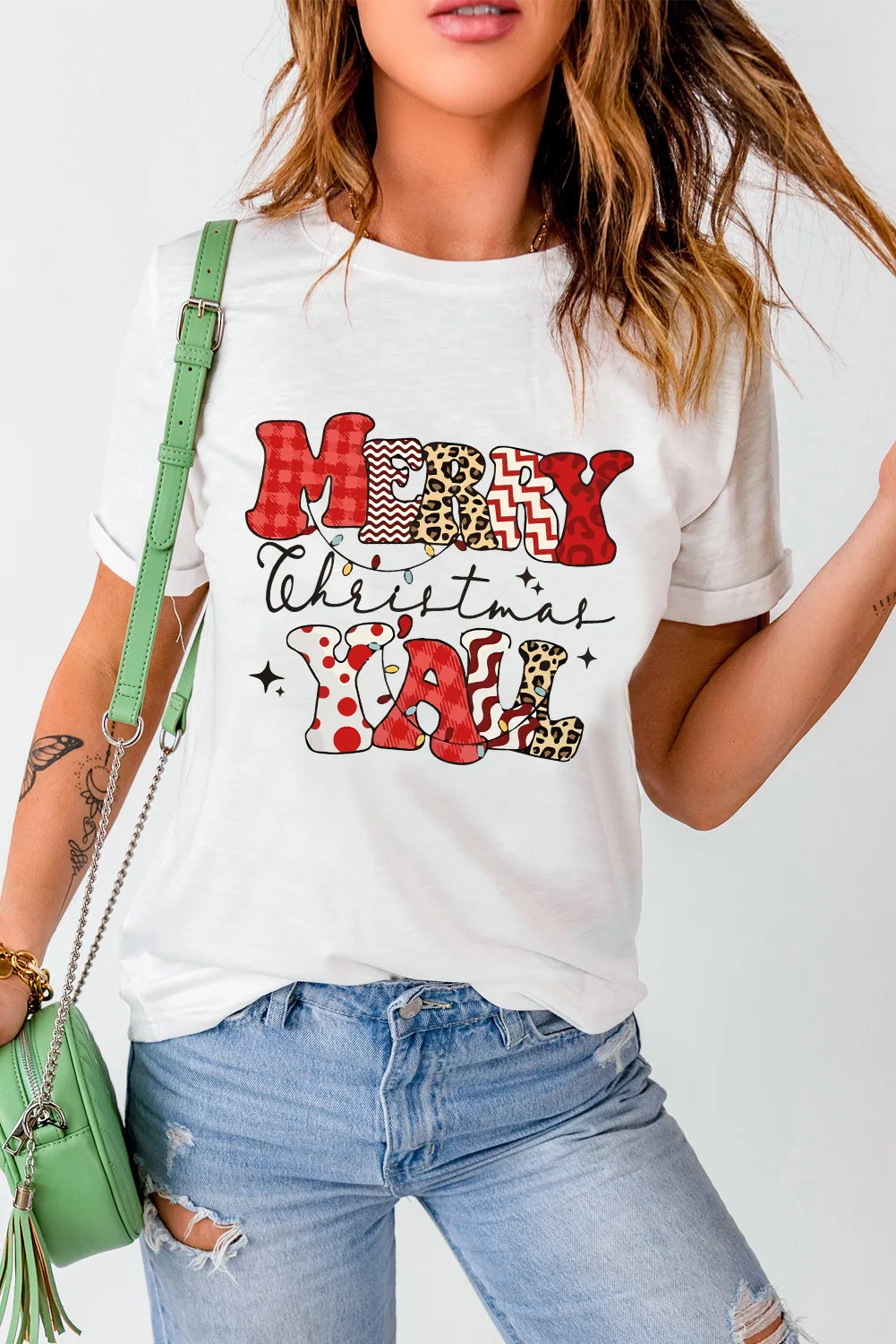 Letter Graphic Round Neck Short Sleeve T-Shirt, image 3