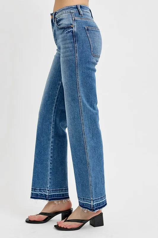 Full Size Raw Hem Ankle Bootcut Jeans Plus Size, image 3