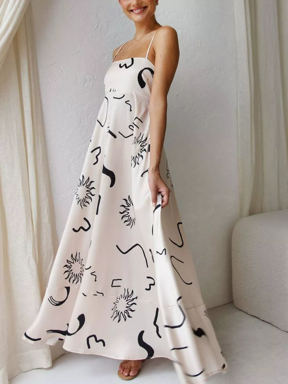 Printed Spaghetti Strap Maxi Dress, image 13