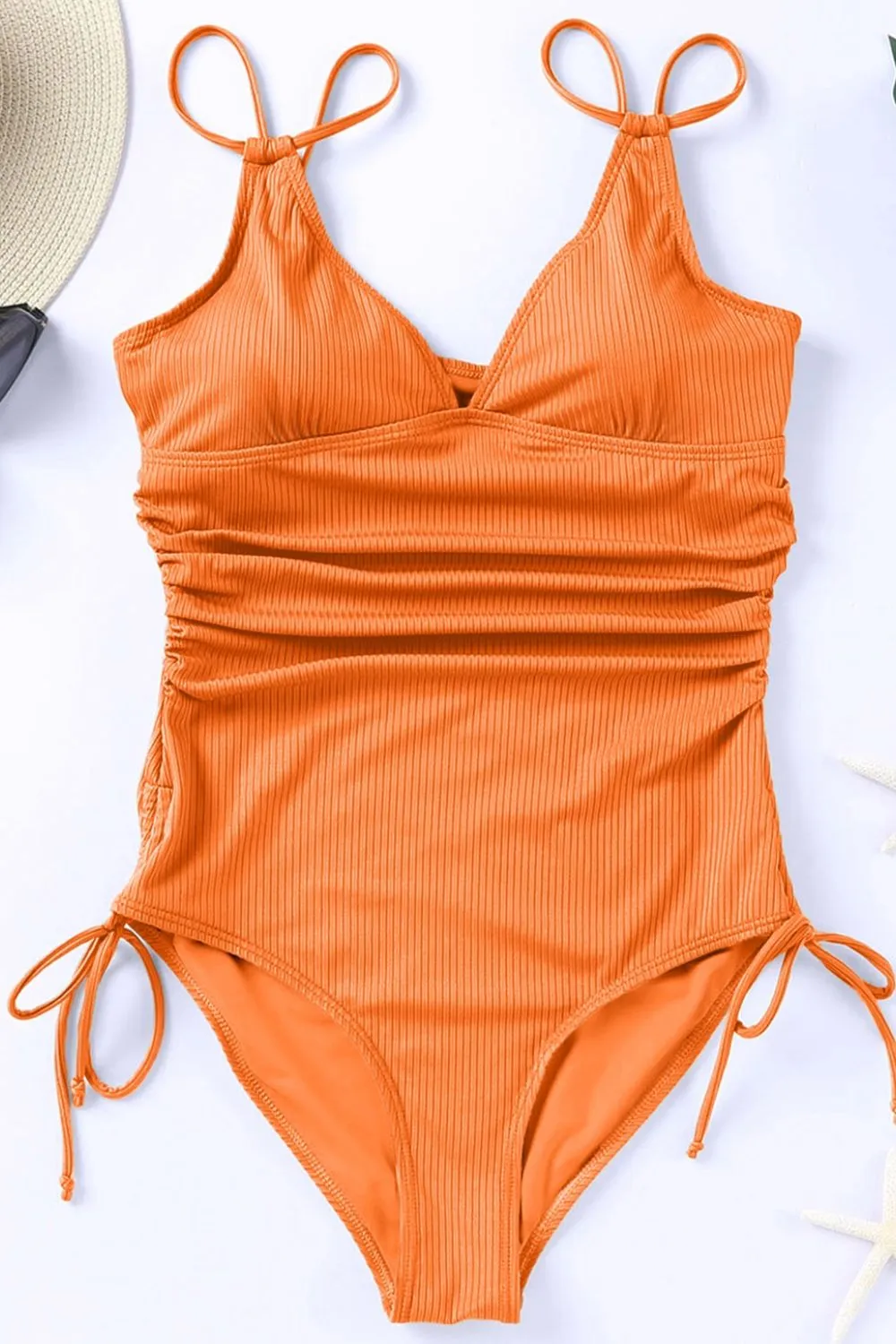 Drawstring Plunge One-Piece Swimwear, image 7