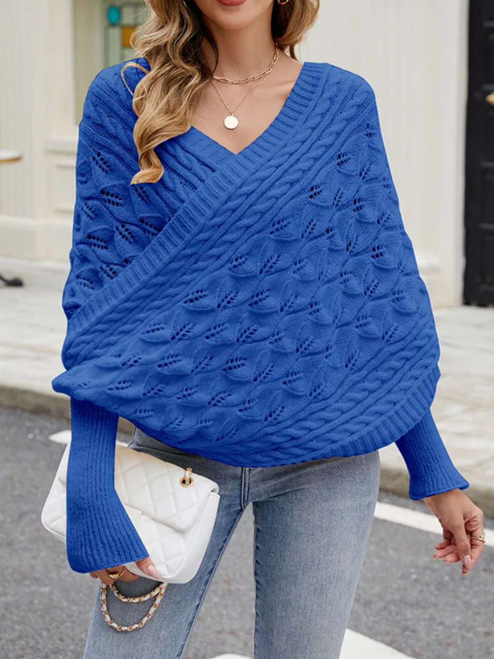 Cable Knit Batwing Sleeve Sweater, image 13
