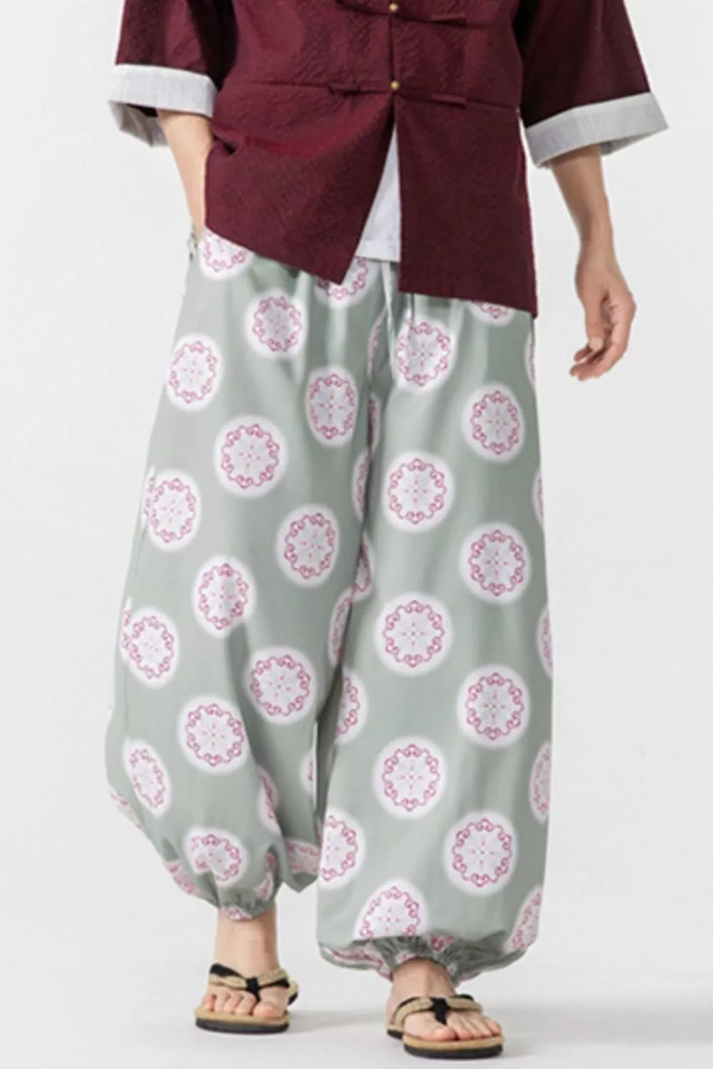 Men's Plus Size Printed Loose Fit Harem Pants, image 4