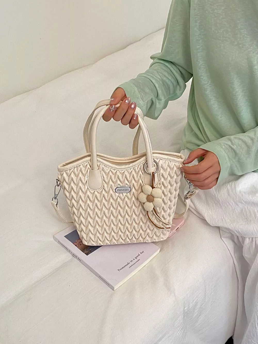Top Handle Texture Crossbody Bag, image 8
