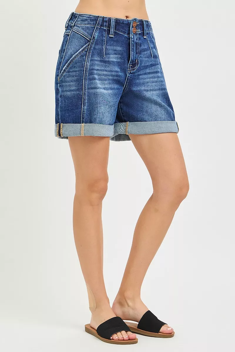 High Rise Seamed Roll Up Shorts, image 3