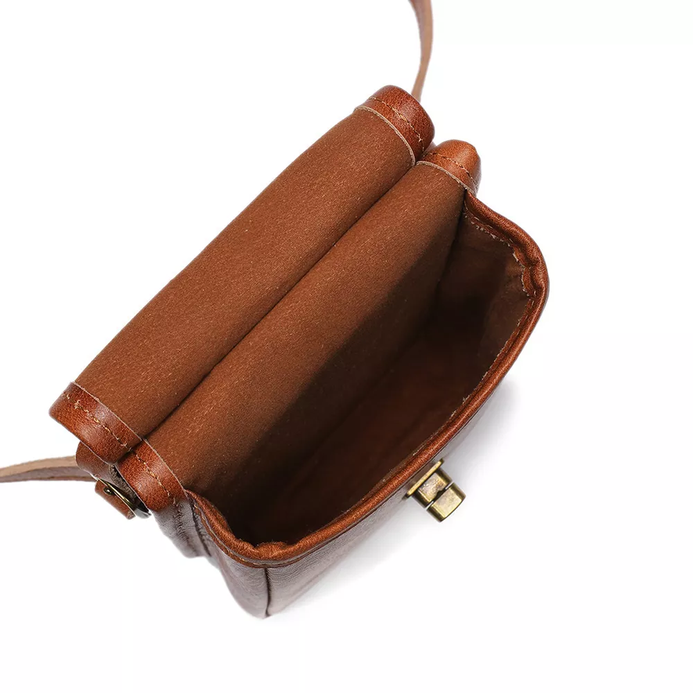 Cowhide Leather Crossbody Bag with Metal Clasp, image 7