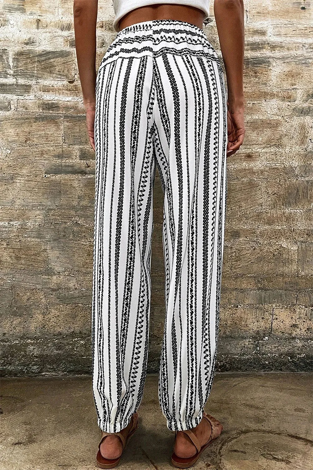 Printed Elastic Waist Pants, image 3