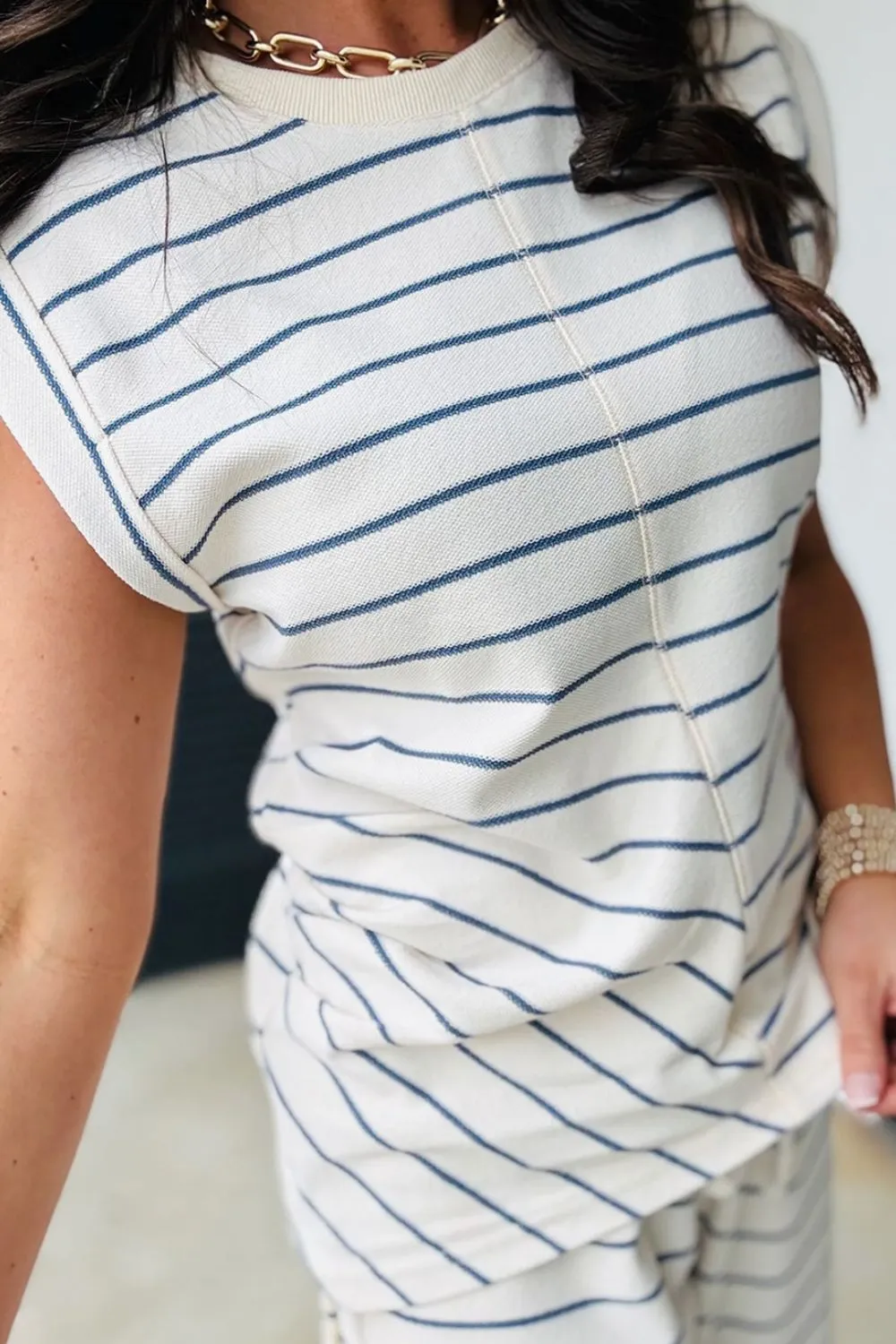 Striped Round Neck Top and Pants Set, image 4