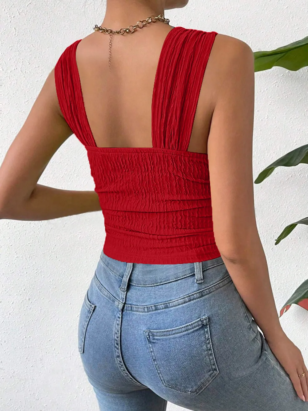 Textured Square Neck Wide Strap Tank, image 17