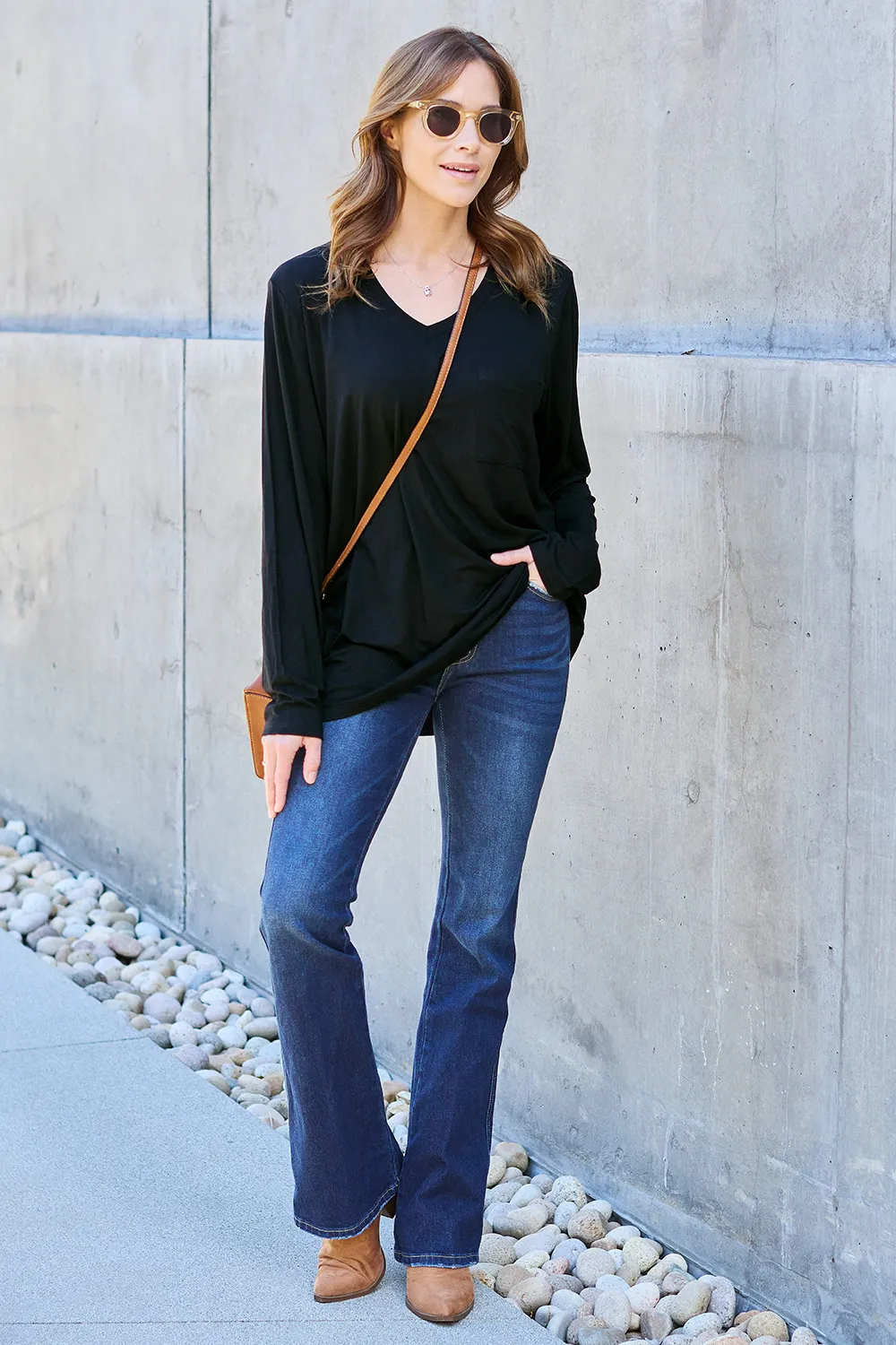 Full Size V-Neck Long Sleeve Top, image 20