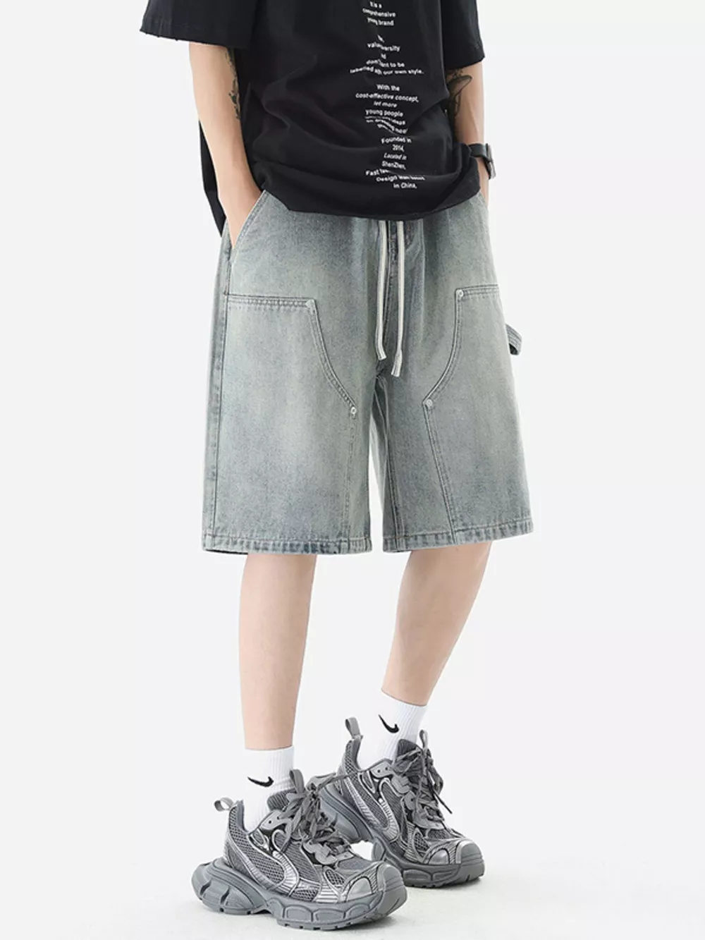 Men's Vintage Wash Denim Shorts, image 2