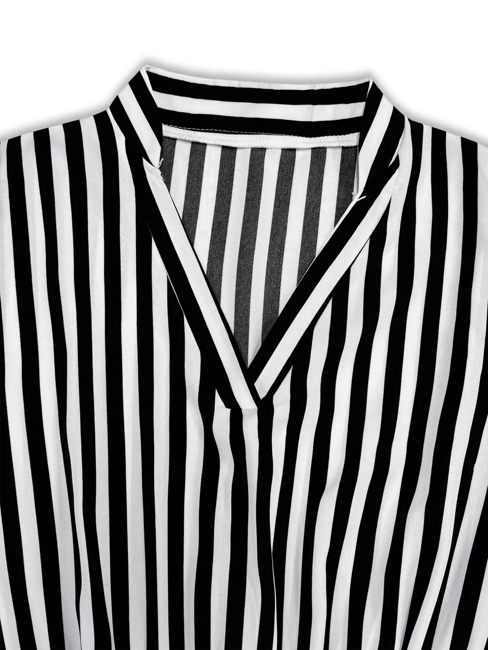 Striped Notched Long Sleeve Midi Dress, image 6