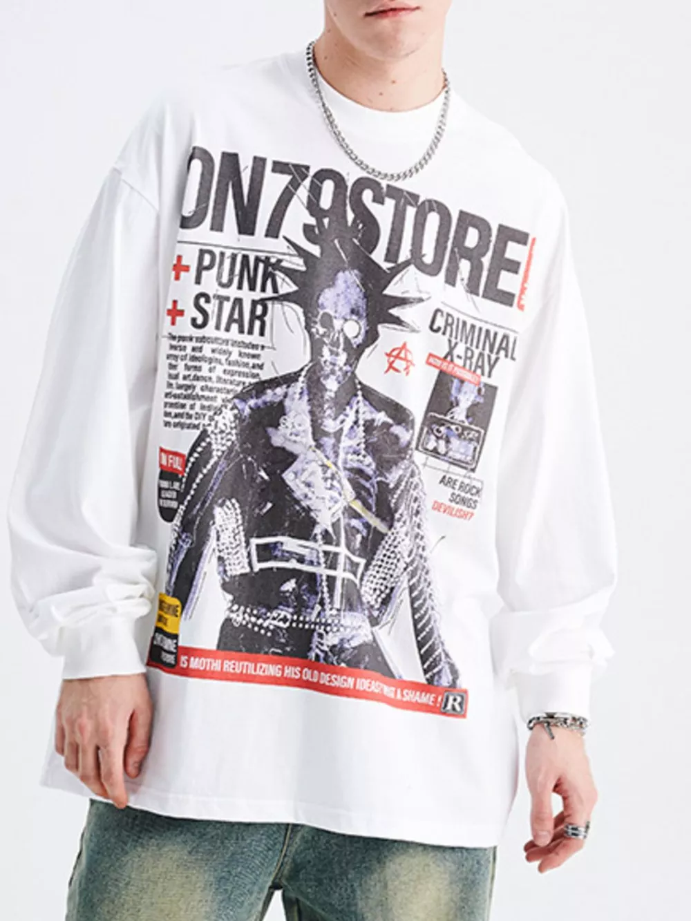 Men's Graphic Round Neck Long Sleeve T-Shirt