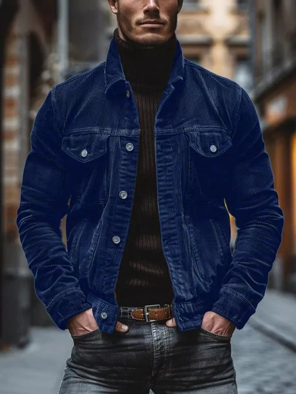 Men's Full Size Corduroy Button-Down Jacket Plus Size, image 5