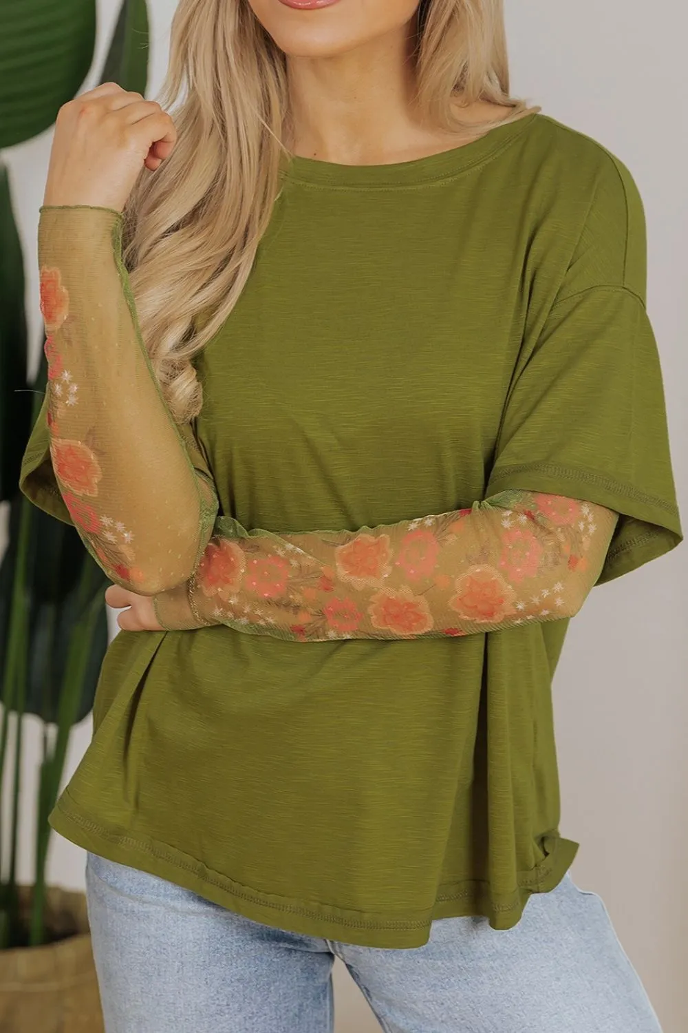 Round Neck Mesh Long Sleeve T-Shirt, image 11