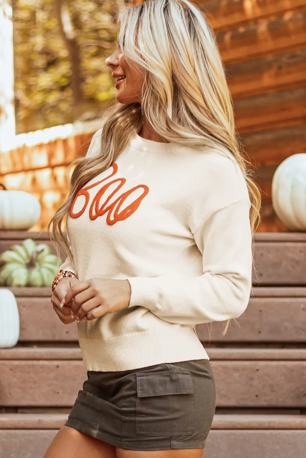 BOO Round Neck Long Sleeve Sweater, image 9
