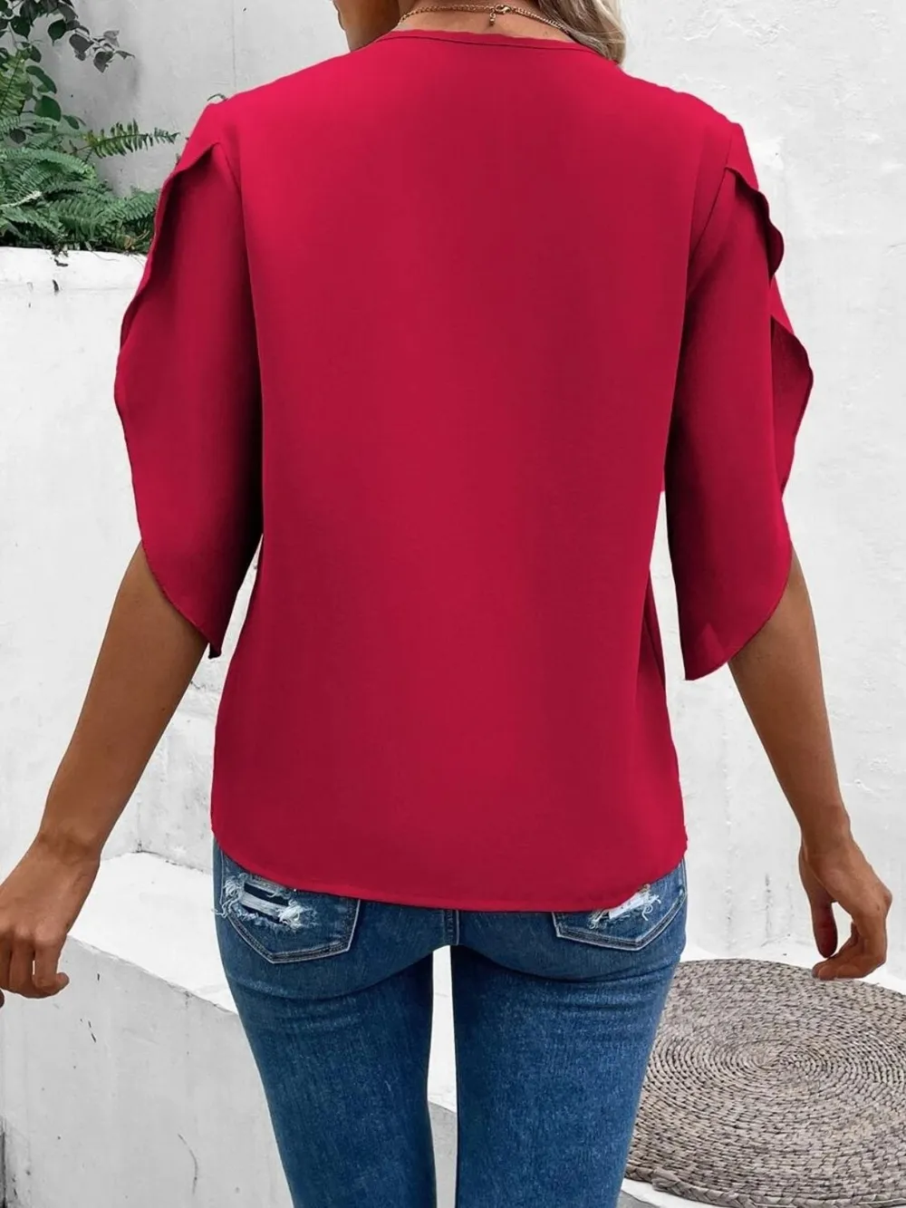 Lace Detail V-Neck Half Sleeve Blouse, image 10