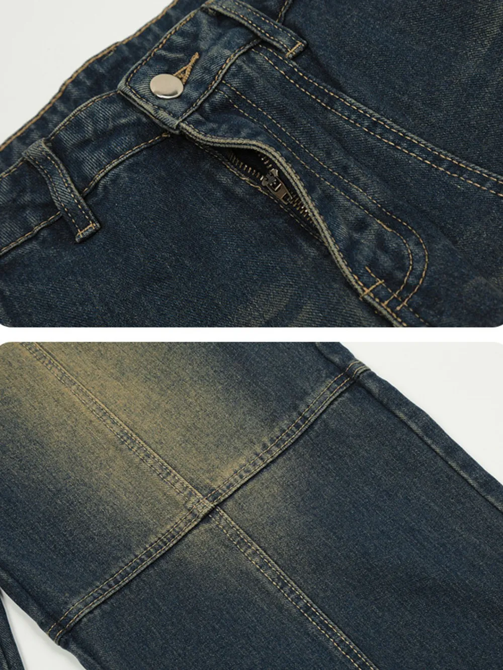 Men's Vintage Wash Wide Leg Relaxed Fit Jeans, image 8
