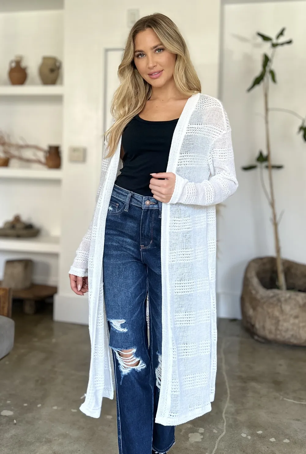 Full Size Open Front Longline Cardigan, image 22