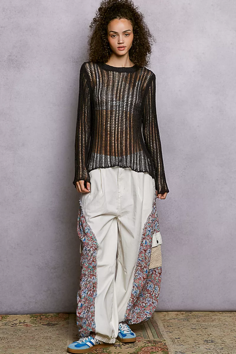 Openwork Round Neck Knit Cover Up, image 5