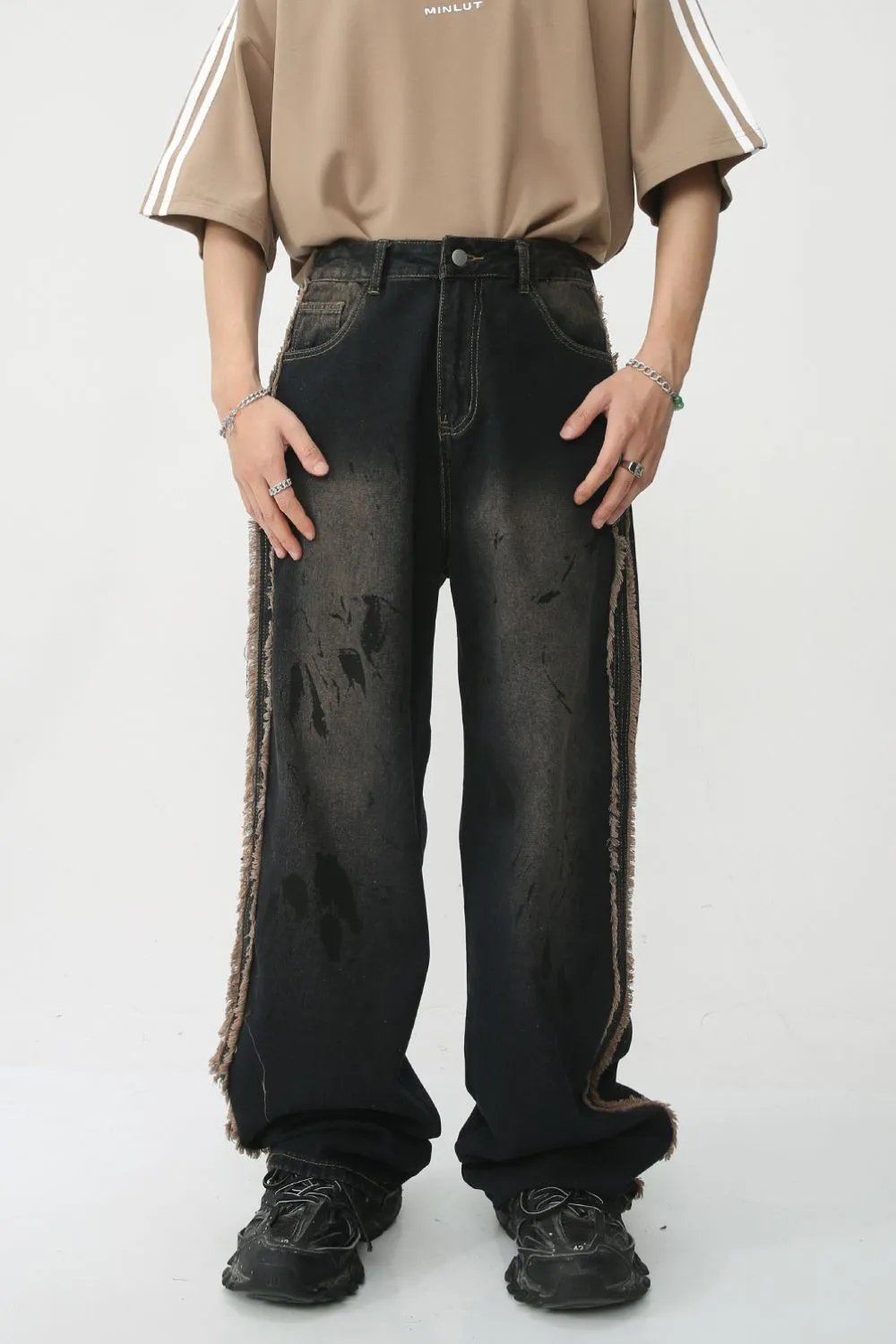 Raw Edge Mid Rise Men's Jeans, image 5