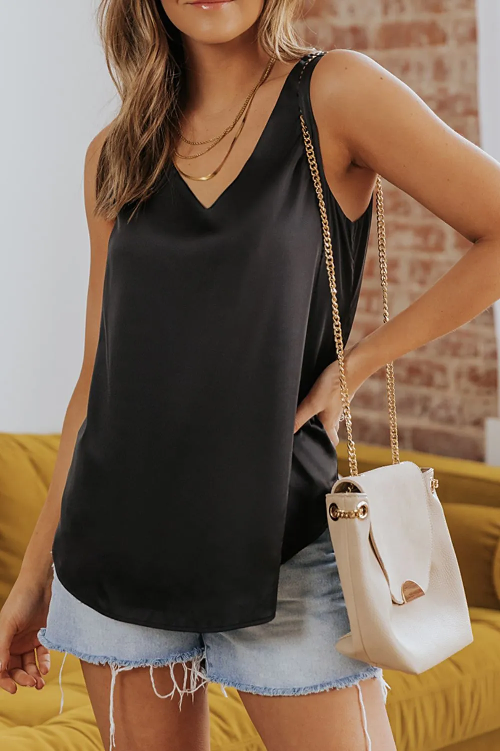V-Neck Wide Strap Tank, image 7