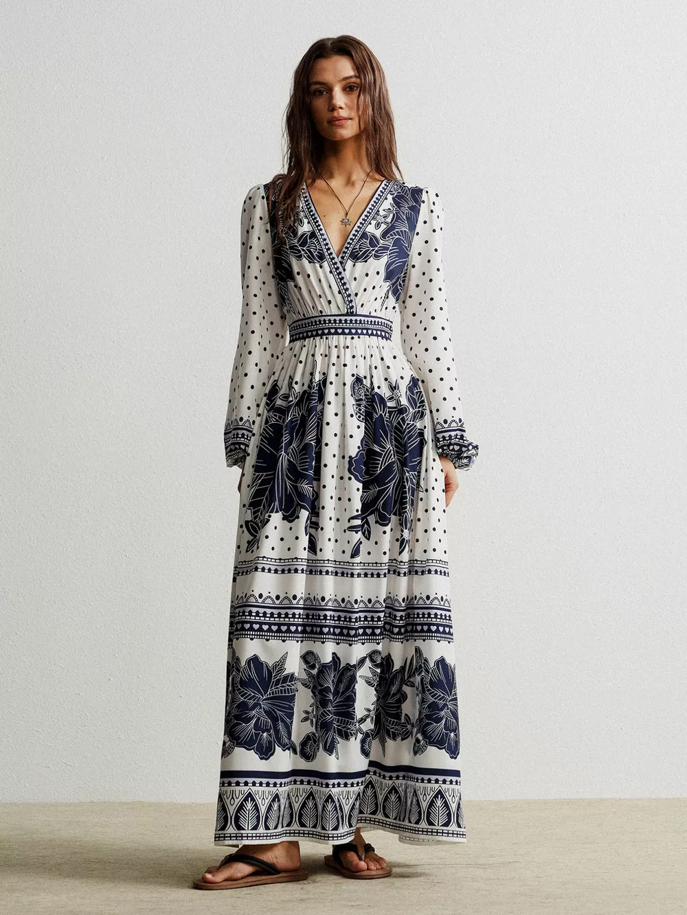 Floral Print Long Sleeve Maxi Dress, image 5
