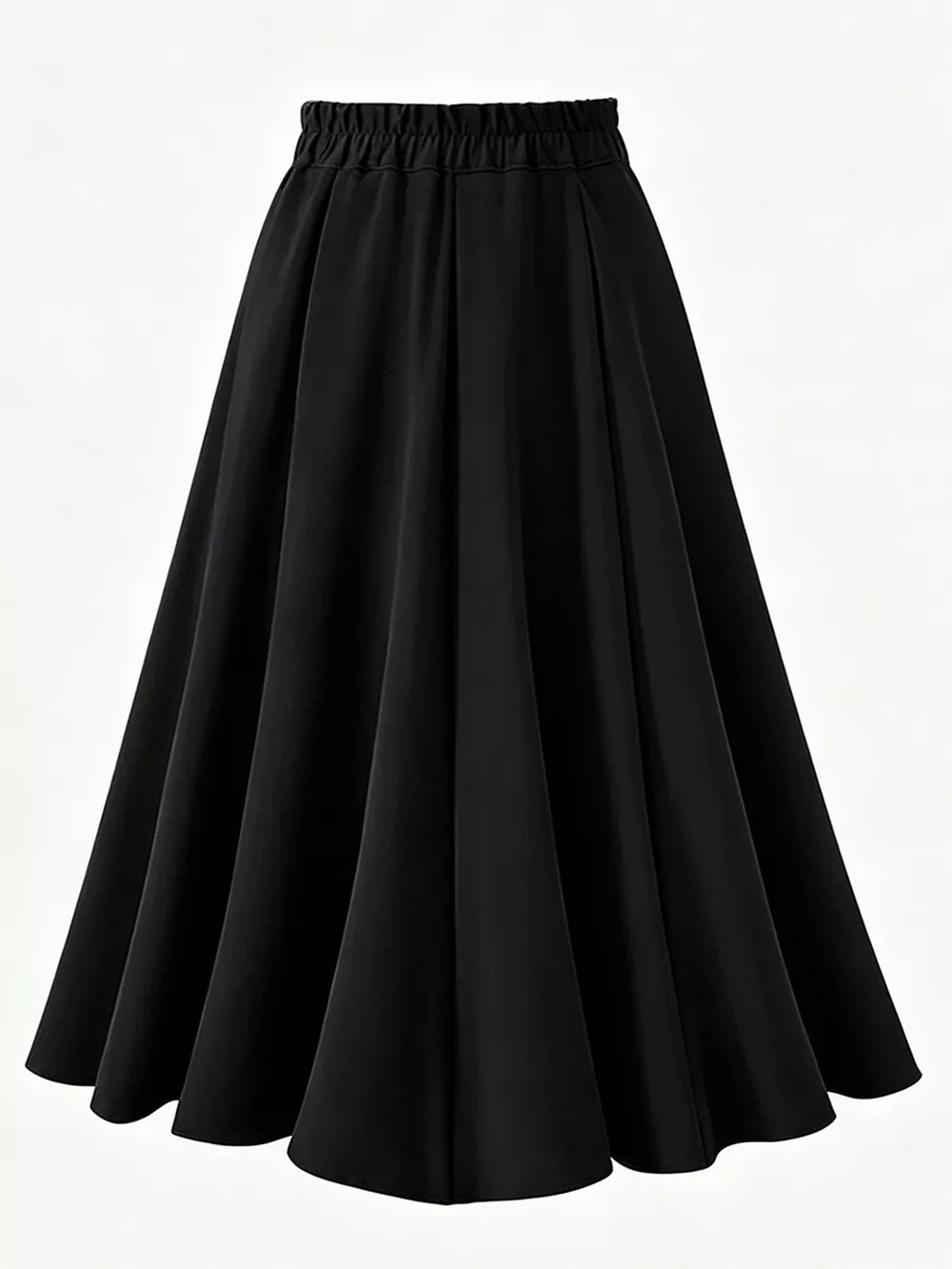 A-Line Midi Skirt with Elastic Waistband, image 14