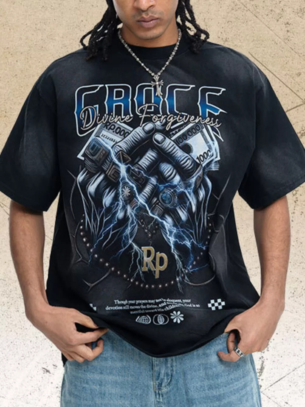 Men's Grace Divine Forgiveness Graphic T-Shirt, image 4