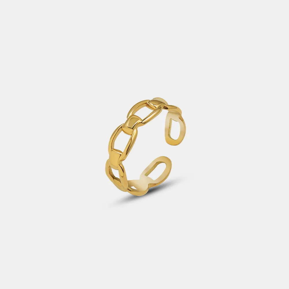Titanium Steel Gold-Plated Adjustable Ring, image 3