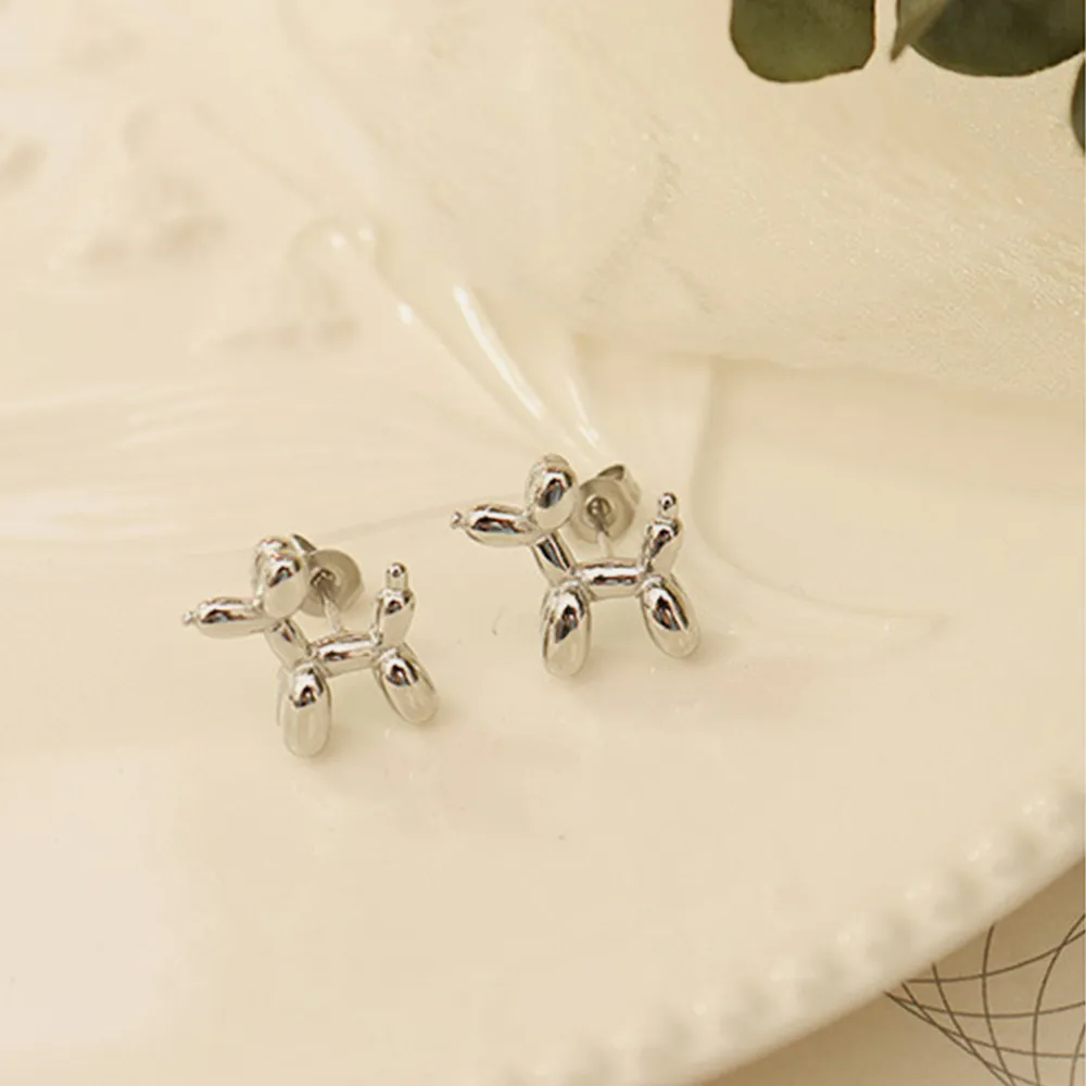 18K Gold-Plated Titanium Steel Puppy Shape Stud Earrings, image 5