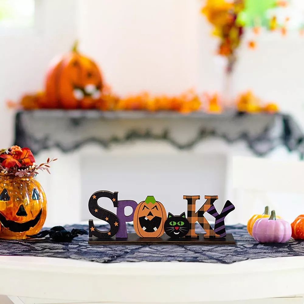 Halloween Decorative Object Set with Wicked and Spooky Wooden Signs, image 10