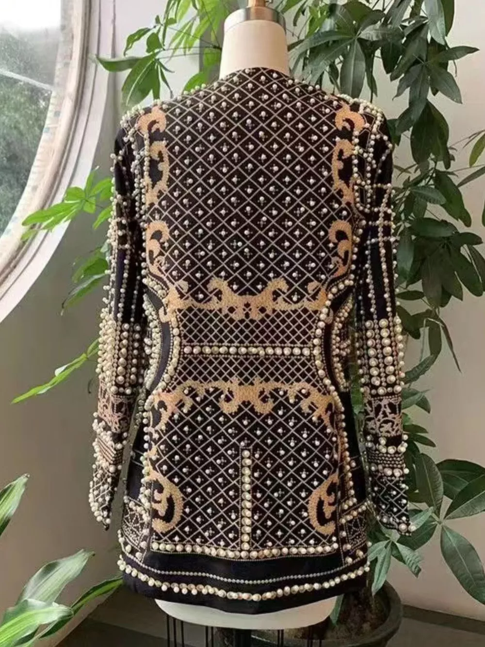 Full Size Embellished Pearl One-Button Blazer Plus Size, image 14