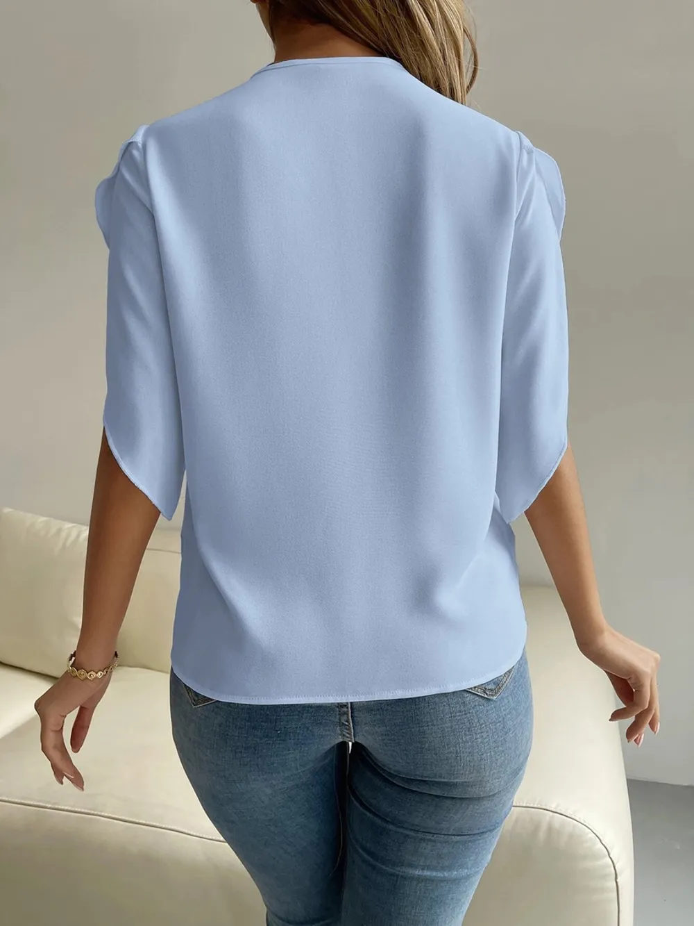 V-Neck Short Sleeve Blouse, image 12