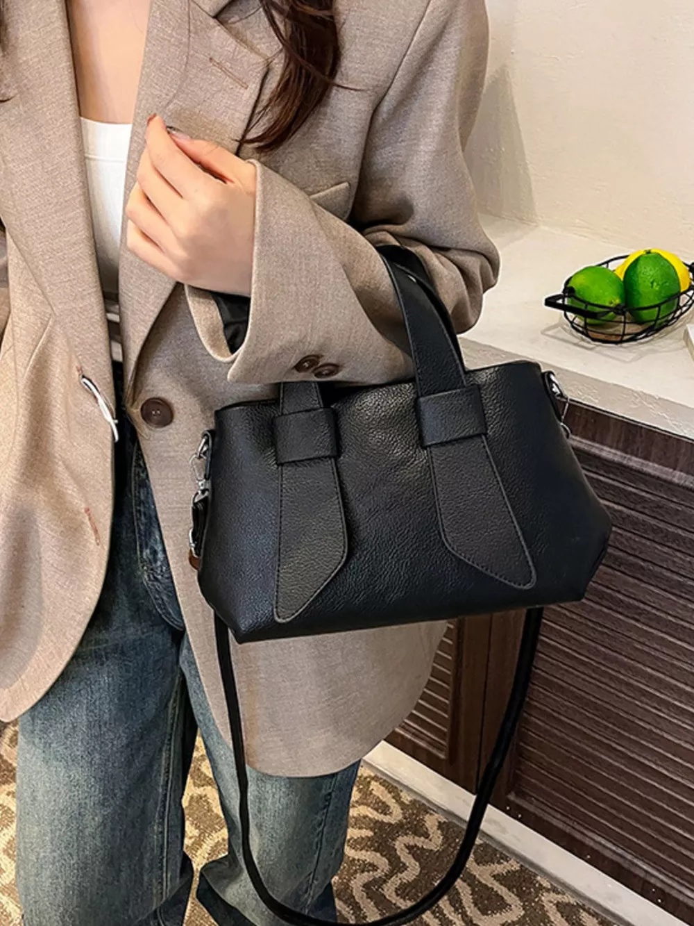Textured Faux Leather Crossbody Bag, image 7