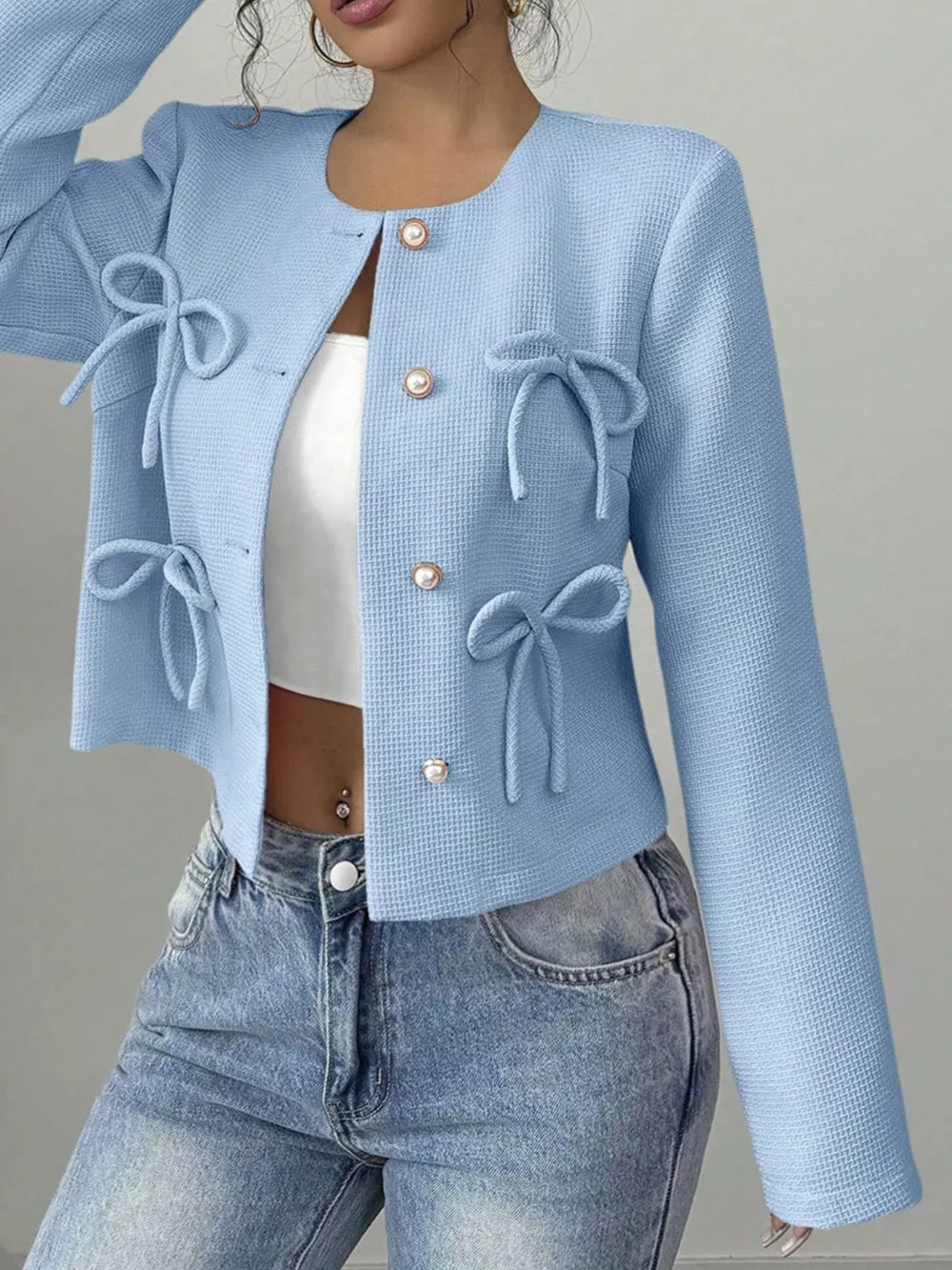Bow Detail Cropped Outerwear, image 16