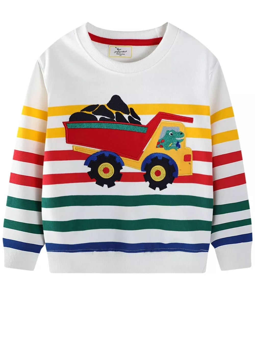 Children's Cartoon Truck Striped Sweatshirt