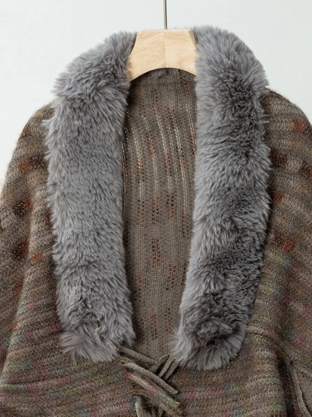 Fringe Fuzzy Open Front Poncho, image 7