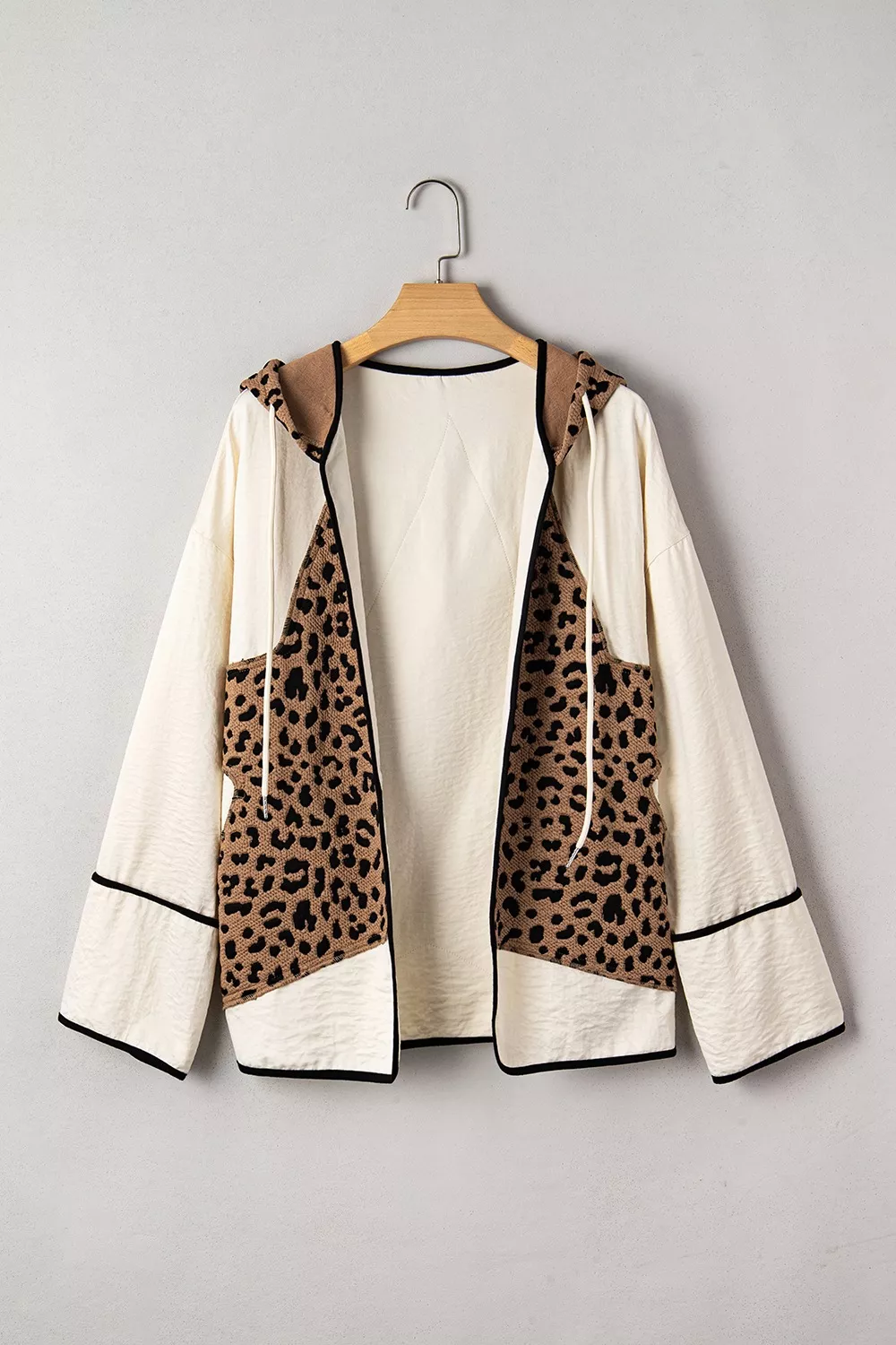 Drawstring Leopard Long Sleeve Hooded Jacket, image 6