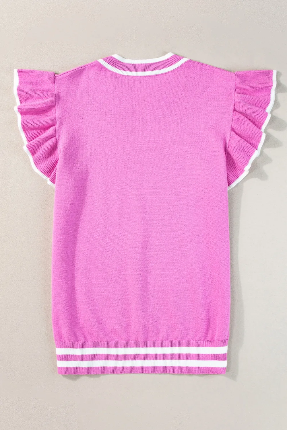 Ruffled Round Neck Cap Sleeve Knit Top, image 7