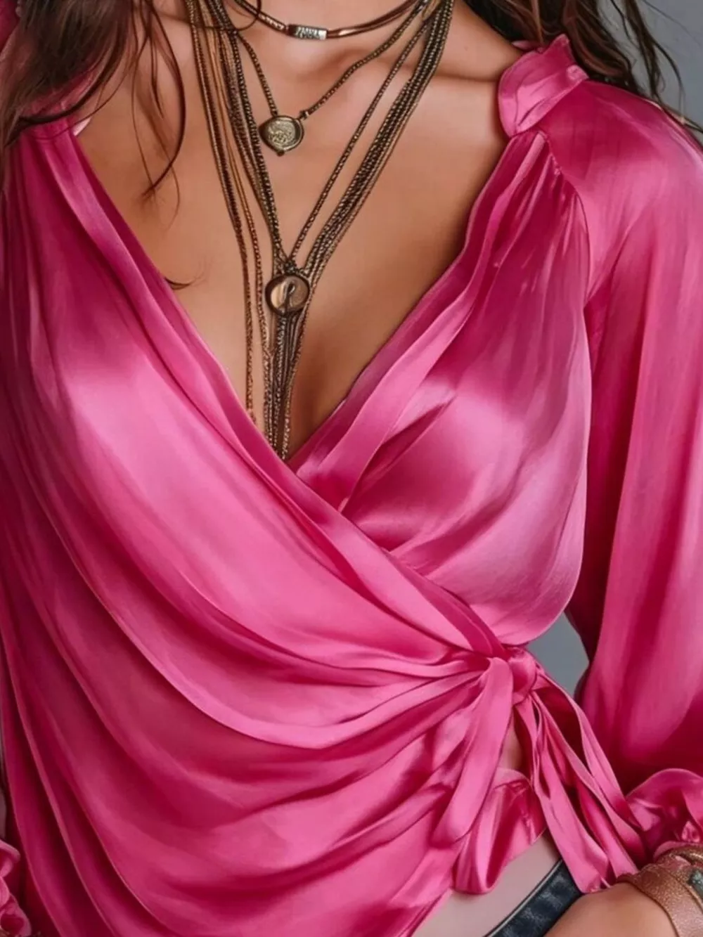 Satin Balloon Sleeve Blouse, image 19