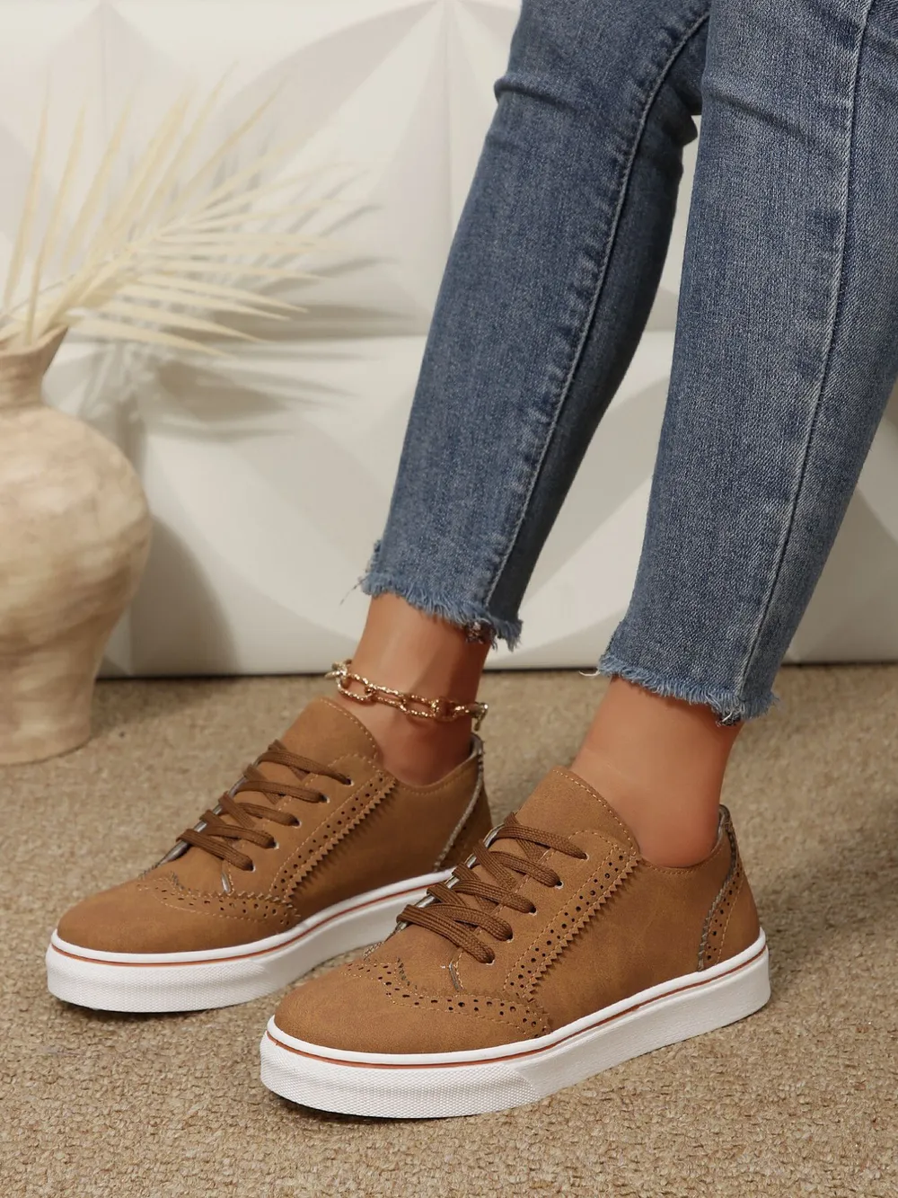 Lace Up Round Toe Platform Sneakers, image 12