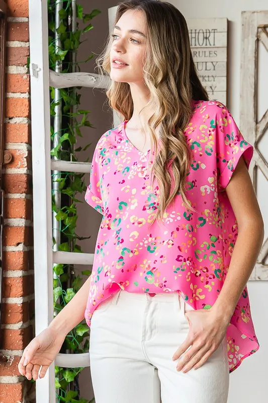 Full Size Animal print V-Neck Short Sleeve T-Shirt Plus Size, image 7