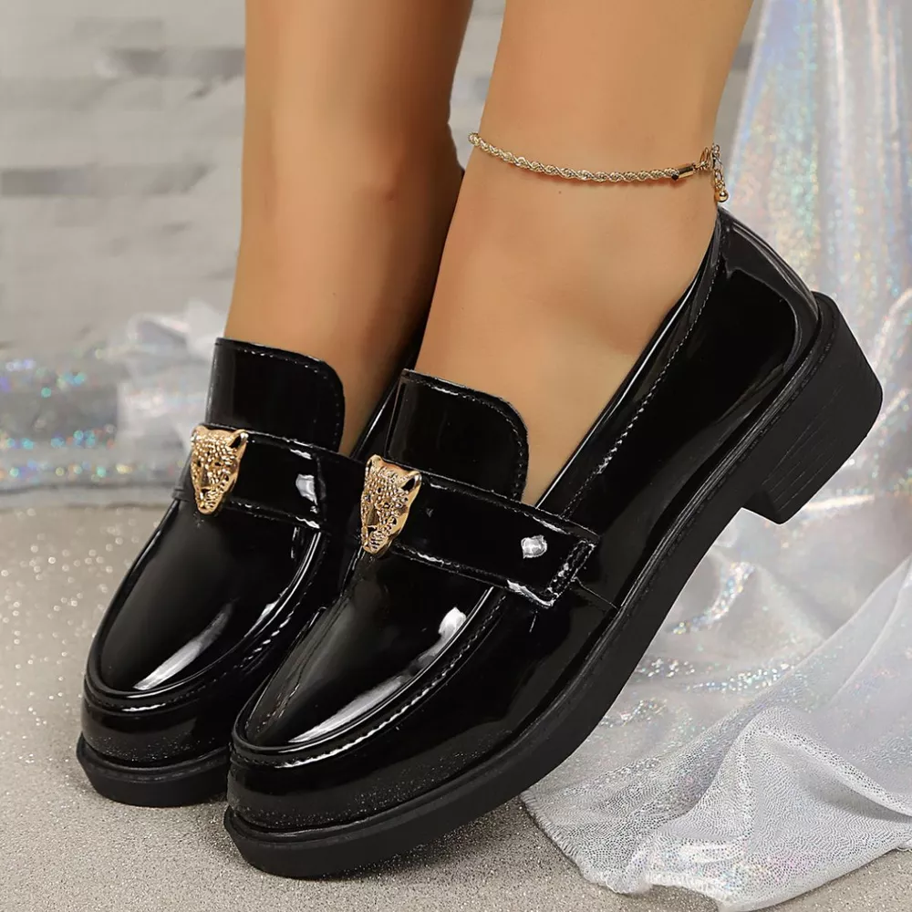Round Toe Block Heel Loafers, image 7