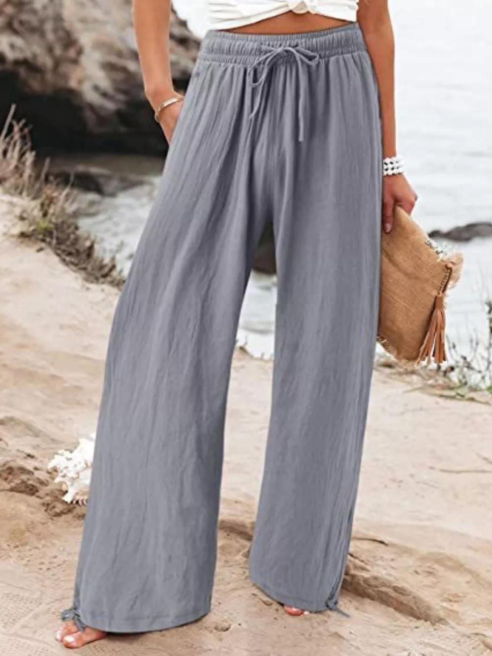 Full Size Wide Leg Pants with Drawstring Waist Plus Size, image 7