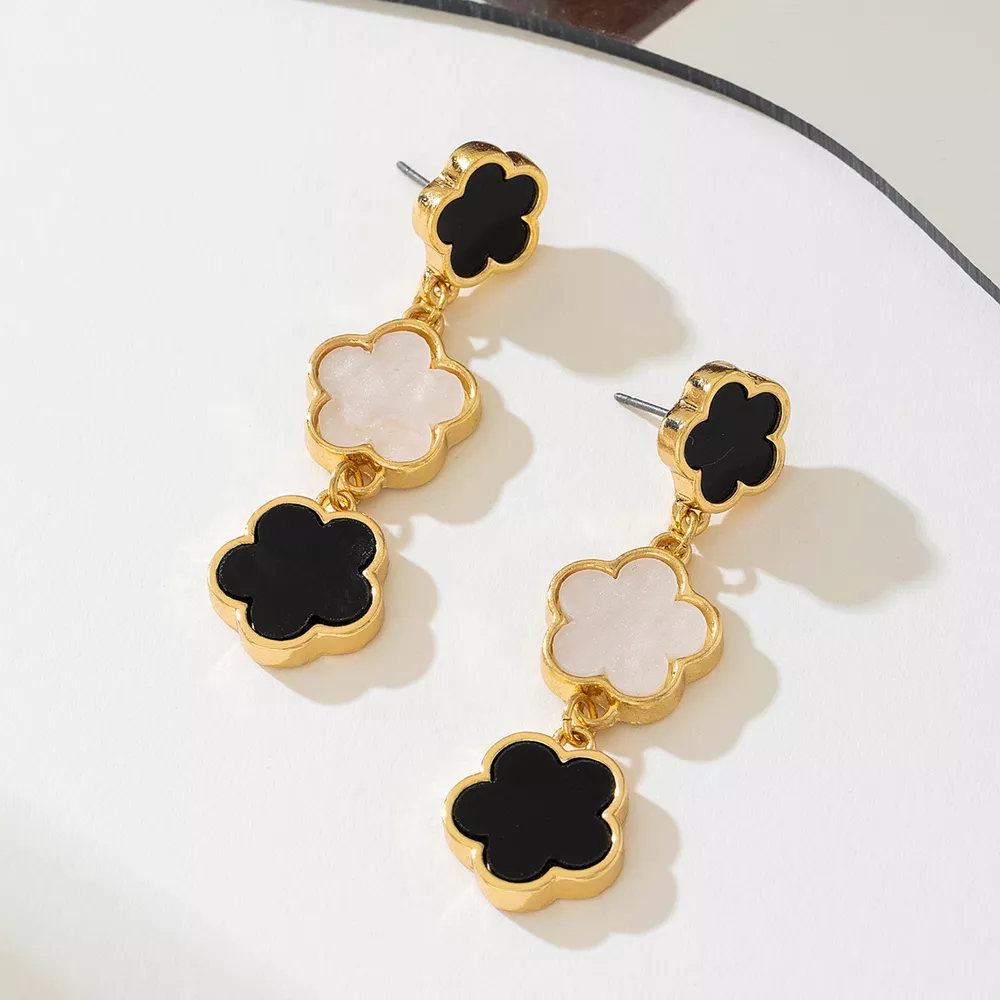 18K Gold-Plated Clover Drop Earrings, image 3